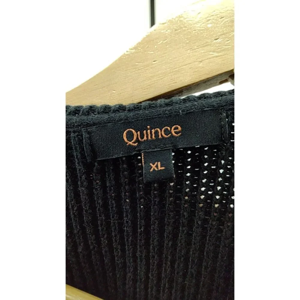 Quince Black Ribbed Crewneck Sweater